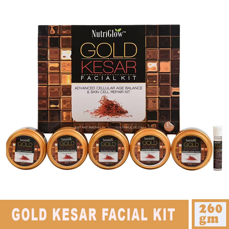 NutriGlow Gold Kesar Facial Kit For Instant Radiant Shine, 260 g-1.webp